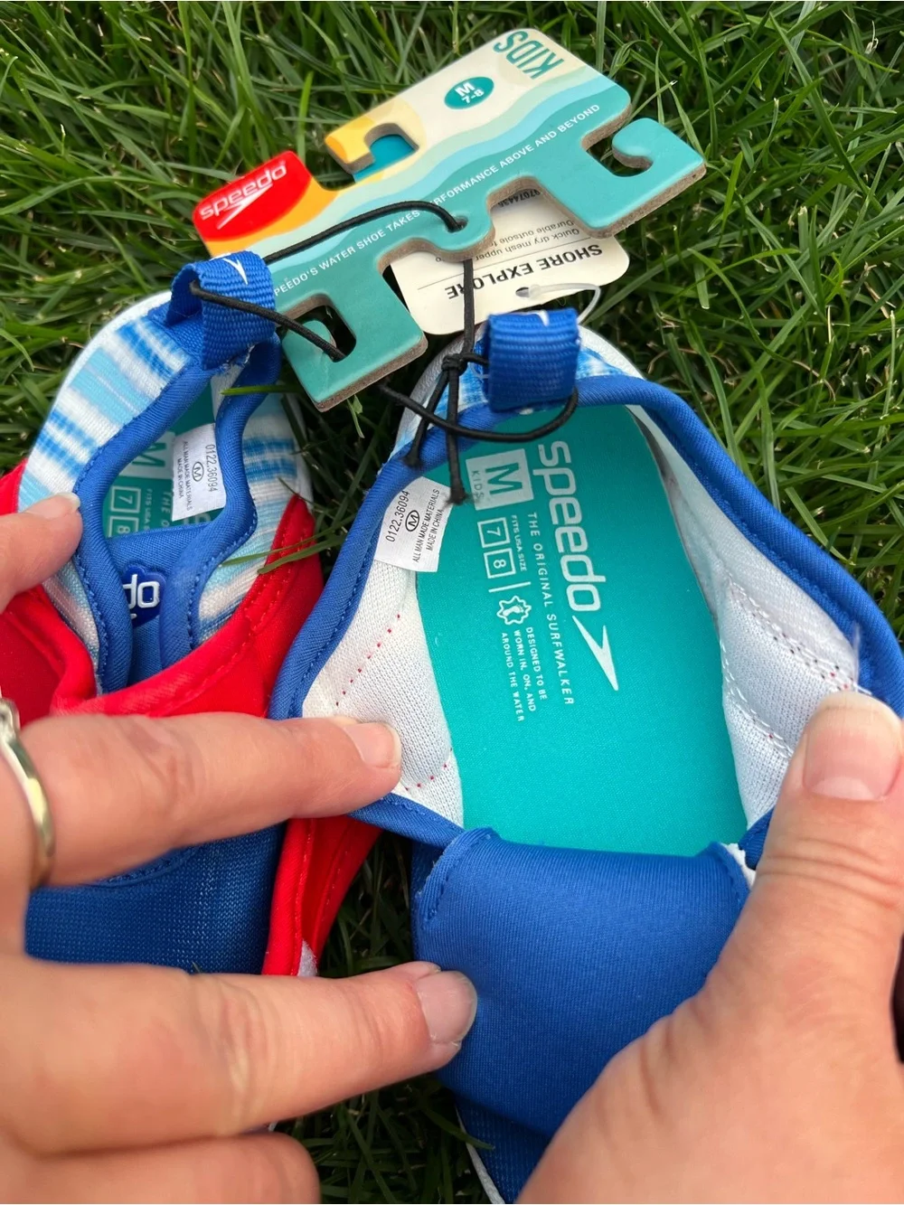 Speedo Blue and Red Kids Water Shoes with Velcro Strap